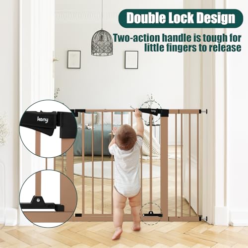 29.7" 46" Baby Gate for Stairs (Brown / 29.7-46"Wide,30"Tall)