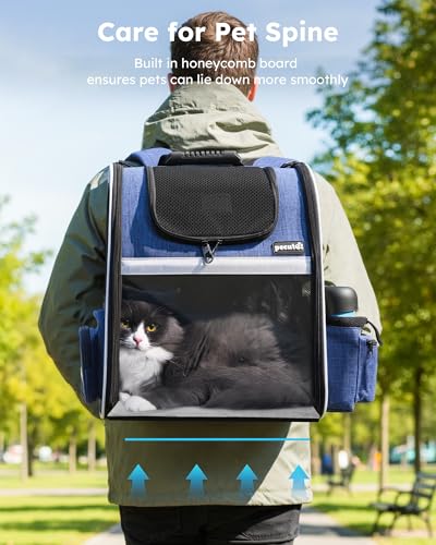 Cat Backpack Visiable (Blue / 12.6"L x 10.2"W x 16.5"H)