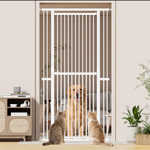 51" 87" Extra Tall Pet Gate for Cats (White / Height:51-87"/129-220cm)