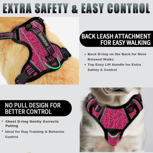 Dog Harness for Small Sized Dog No Pull Dog Vest ID Tag Pocket (Pink/Black / X-Small)