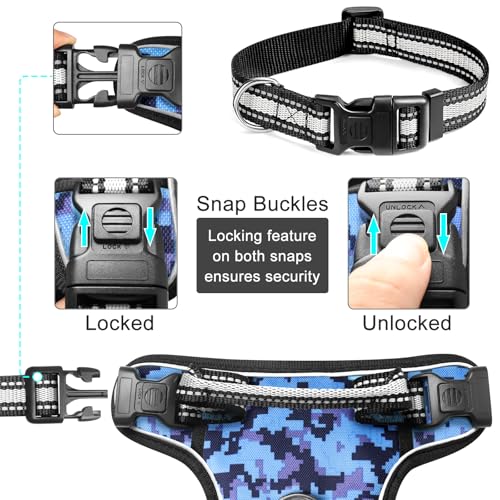 Dog Harness No Pull (Medium / Blue Camo)
