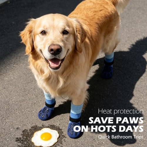 Non Slip Dog Socks for Hardwood Floors to Prevent Licking Paw M (Medium(6 Pack) / Blue)