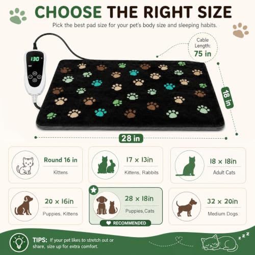 Puppy Heating Pad 28x18 in UL (Black / 28 x 18 in)