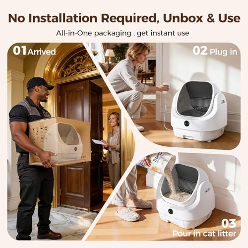 Open Top Automatic Litter Box (White-1)