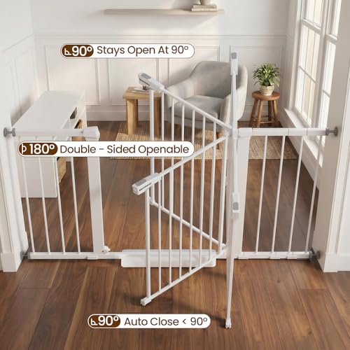 29.7 54.2" Baby Gate for Stairs (White / 29.7-54.2"W x 30"H)