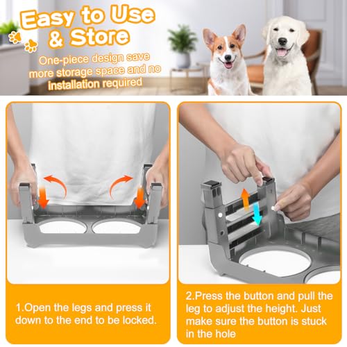 Elevated Dog Bowls for Small Medium Dogs (Grey / 6" for Small Dogs)