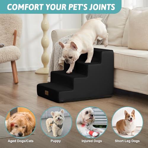 Dog Stairs for Small Dogs (Black / 15.7x23.6x17.7 inch)