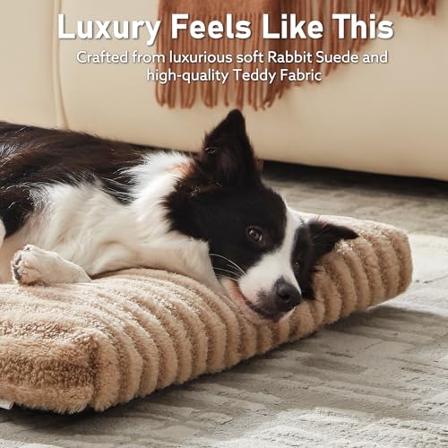 Washable XXL Dog Bed for Extra Large Dogs (Brown / 47.0"l x 29.0"w x 4"th)