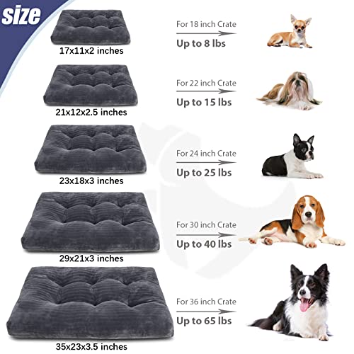 Washable Dog Crate Bed Kennel Mat for Small Dogs (Gray / 21.0"L x 12.0"W x 2.5"Th)