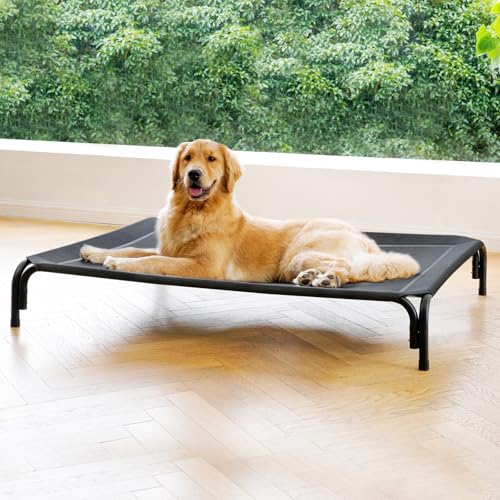 Elevated Dog Bed Outdoor Cooling Raised Cot for XL Dogs (XXL-53.9"L×35.8"W×7.9"Th / Black)