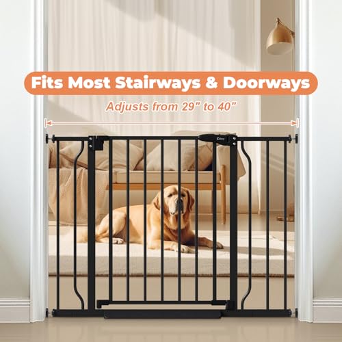 Baby Gate Auto Close (Black / 29-40"Wide, 28"Tall)