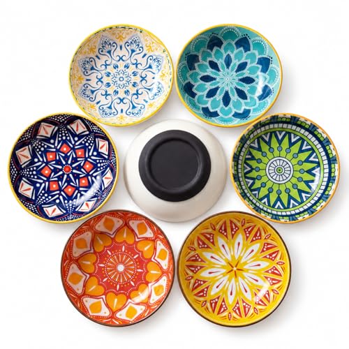 Ceramic Cat Food Bowls 6 Pack (Floral - Pads Attached)