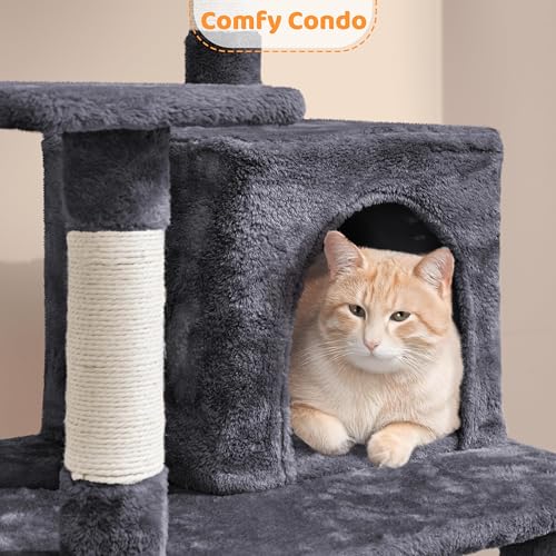54in Cat Tree Tower for Large Cats (Dark Gray / 54in)