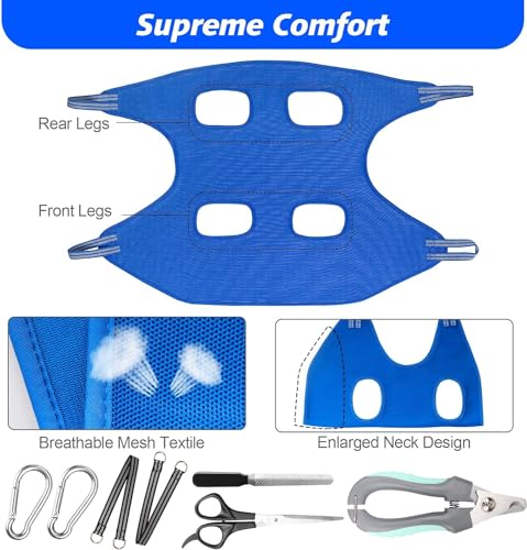 Pet Grooming Hammock (XL for X-Large Dogs 80LB / Blue)
