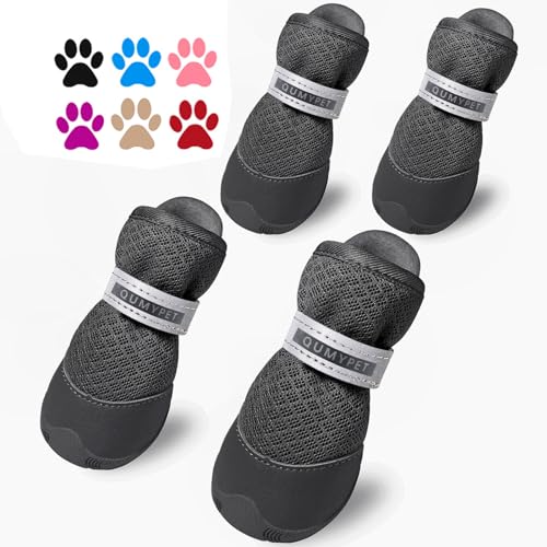 Dog Shoes for Small Dogs Hot Pavement Puppy Dog Boots & Paw Protectors (Black / size 4: 1.89"x1.51"(L*W))