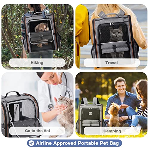 Extra Large Cat Backpack Carrier Expandable Pet Carrier Backpack for Small (Grey)