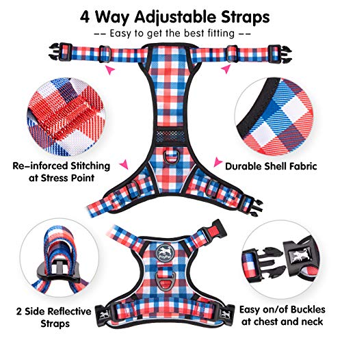 Plaid Dog Harness Large (XL / Blue & Red)