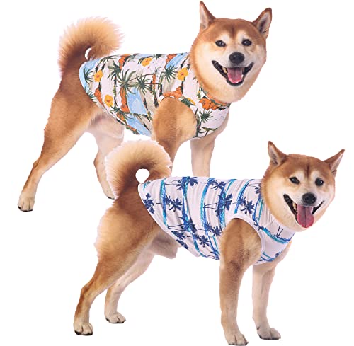 Hawaiian Dog Shirts (Blue+Yellow / X-Small)