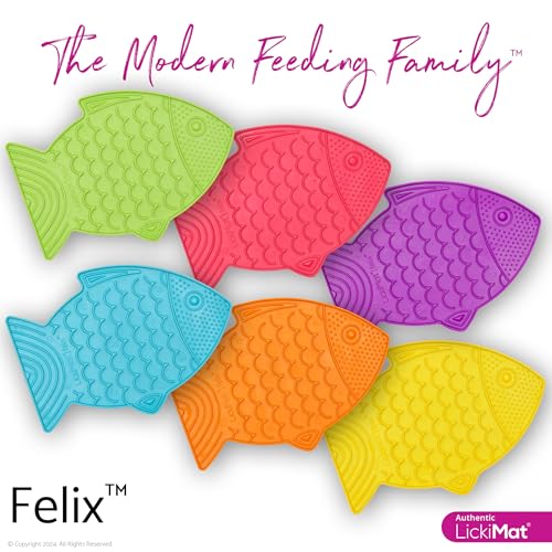 Felix, Fish-Shaped Cat Slow Feeders Lick Mat, Boredom Anxiety Reducer; Perfect for Food, Treats, Yogurt, or Peanut Butter. Fun Alternative to a Slow Feed Cat Bowl or Dish, Pink (Pink)