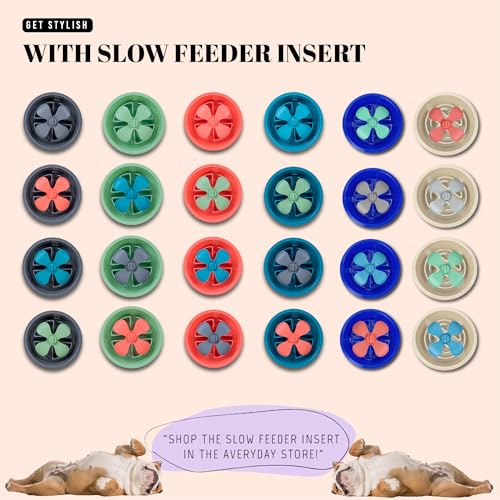 Slow Feeder Dog Bowls for Large Breeds Fits Raised Feeding Station (Slow Feeder Stone Beige / 2.5 Cup - Fit 7.5-7.7'' Feeder Holes)