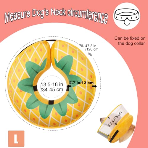 Inflatable Dog Cone Collar for Large Medium Small Dogs (Pineapple / Large)