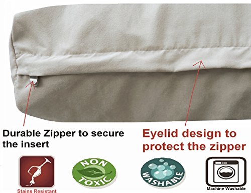 Waterproof Memory Foam Dog Bed for Medium Dogs with Washable Cover and Extra Pet Bed Case 37X27X4 Inch (37X27X4 Inch Medium Large / MicroSuede in Khaki)