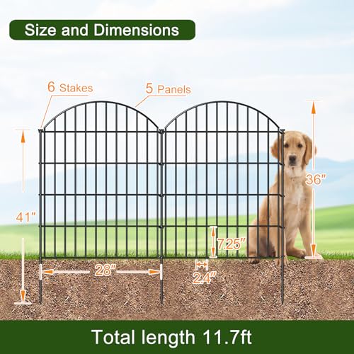 Metal Garden Fence 36 in x 11.7 ft (36"Hx11.7ft (5 panels))