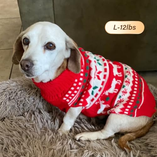 Dog Ugly Christmas Sweater for Small Dog with Red Snowflake Reindeer (Large (11-19lbs) / 1# Christmas)