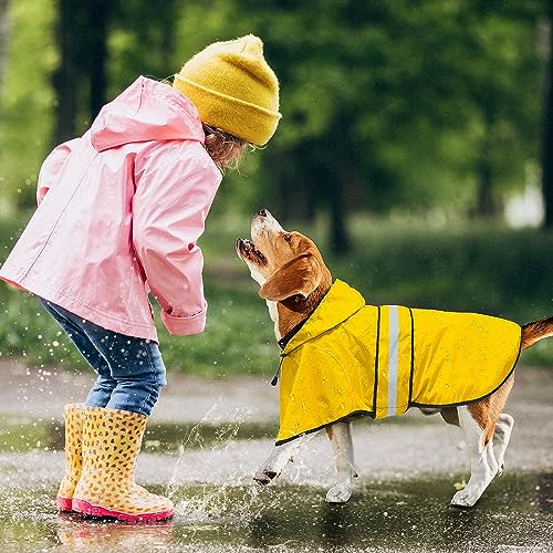 Fashion Hooded Dog Raincoat with Leash Hole (Yellow / XX-Large)