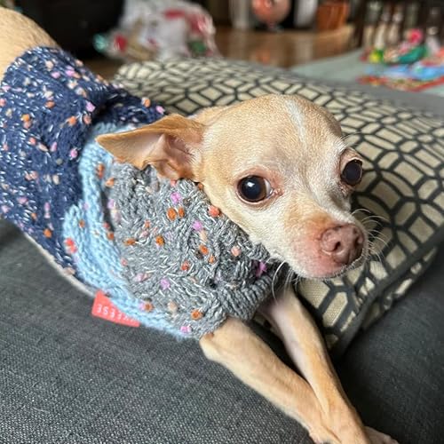 Color Block Dog Sweater for Small Dogs Turtleneck Thermal Knit (X-Small (4-6lbs) / 03# Navyblue)