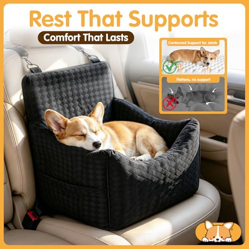 Dog Car Seat for Small Medium Dogs Under 35lbs (Black)