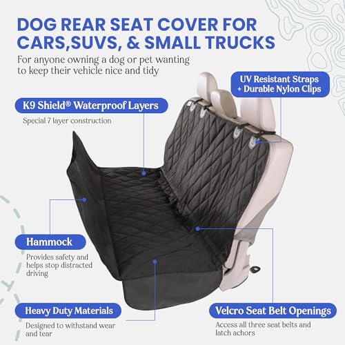 Heavy Duty Rear Seat Cover for Dogs (Regular / Black)