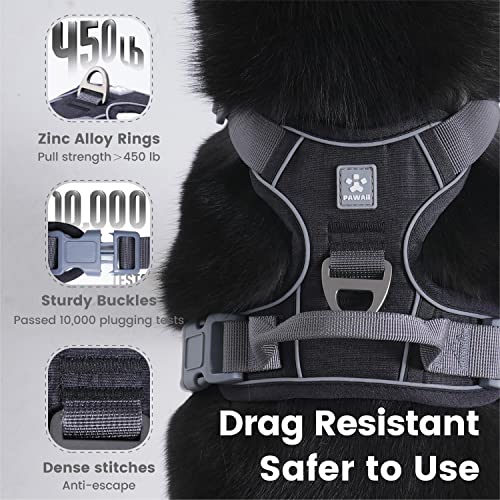 No Pull Dog Harness with Pet ID Tag (L (Chest: 27"-32" ) / Davy's Gray)