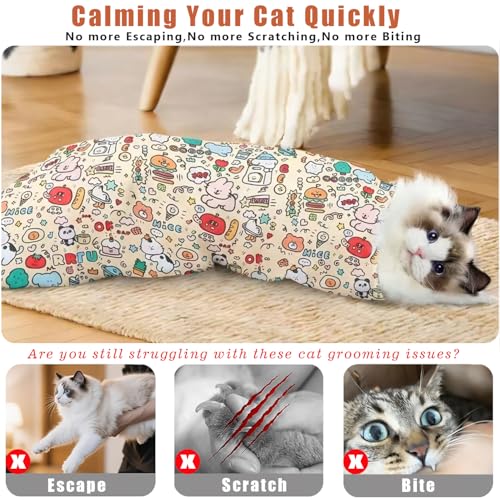 27.6‘’ Cat Grooming Wrap for Cutting Nails (L-27.6'' / Doodle)