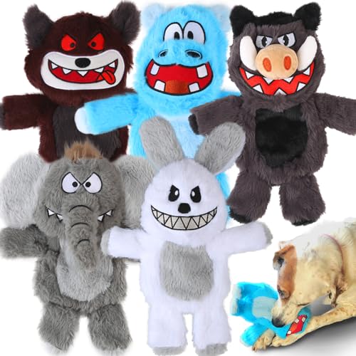 No Stuffing Dog Squeaky Toys Plush Chew Toys for Small Medium Large Dogs (5 Pack)
