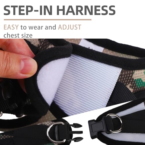 Dog Harness Collar and Leash Set No Pull for Small Medium Sized (Camouflage / S (CHEST 14.5"-16"))