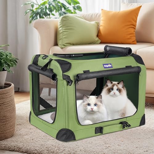 Large Cat Carrier for 2 Cats (Green / 24.0"L x 17.0"W x 17.0"H)