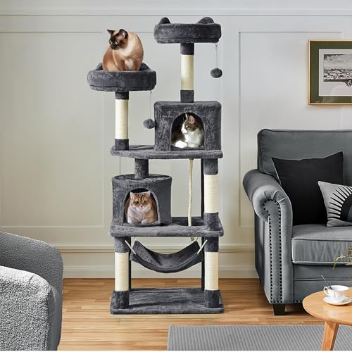 62.5in Tall Cat Tree w (62.5in / Dark Gray)