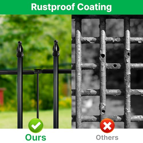 12" H x 16" W Decorative Metal Garden Border Fence (Black / 12″ H x 16″ W (5 Panels))