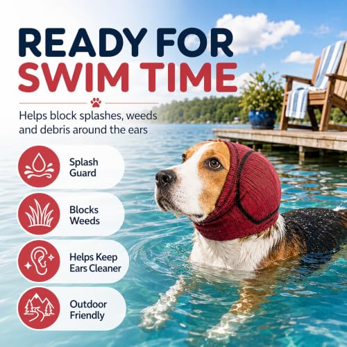 Dog Calming Head Wrap (Red / M:Head Circumference: 13.8–16.5 in)