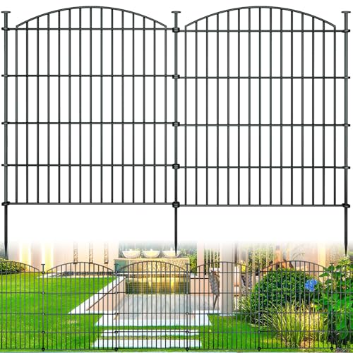 10 Panel No Dig Metal Garden Fence 32"H x 23.6'L Dog Fence Outdoor for Yard (10pc 23.6 ft(L) X 32 in(H)-Convex)
