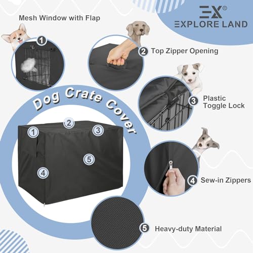 Dog Crate Cover (Black / 48.0"L x 30.0"W x 33.0"H)