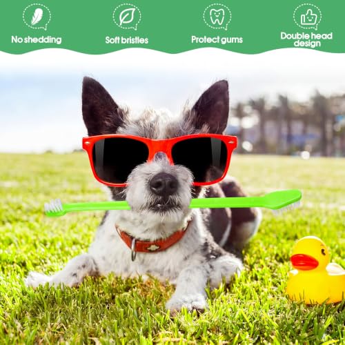 200 Count Dog Toothbrush Double Headed Long Handle Soft (Green)