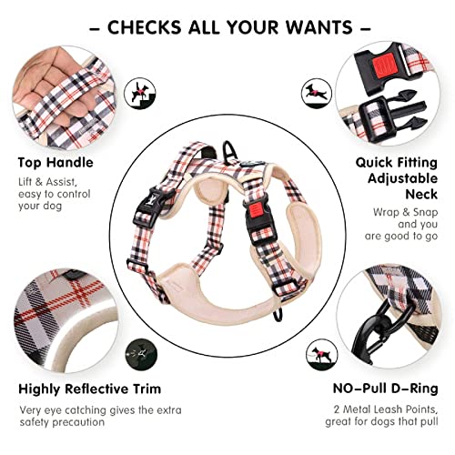Plaid Dog Harness Medium (Medium / Checkered Beige)