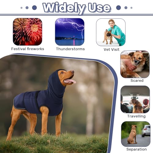 Dog Anxiety Vest with Hoodie (X-Large / Navy Blue)