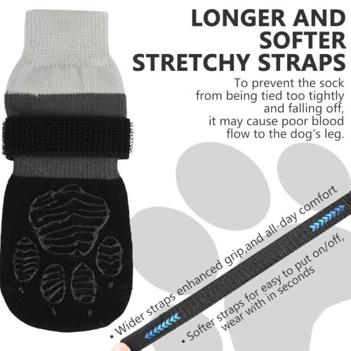 Non Slip Dog Socks for Hardwood Floors to Prevent Licking Paw XL (X-Large(6 Pack) / Black)