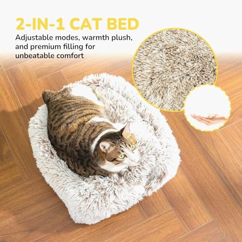 Cat Bed Cat Cave for Indoor Cats (Brown / M(15.7 x 15.7 x 15.7 Inch))