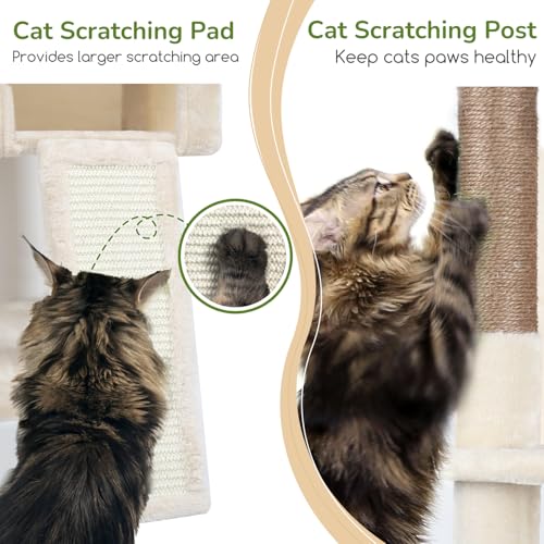 F70 Pro Heavy Duty Cat Tree Tower for Indoor Cats Large Adult (70inch / Beige)