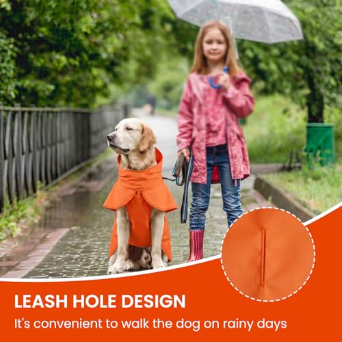 Dog Raincoat Waterproof Rain Jacket with Hood (XL(Back Length19.9") / Orange)