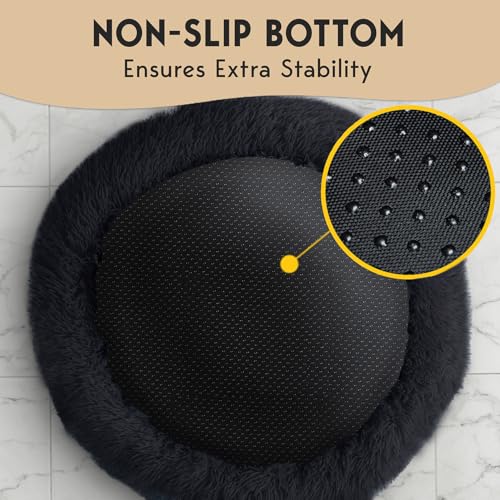 PetJett Calming Dog Bed Medium Size Dog (Black / Medium - 30”L x 30”W x 8”Th)
